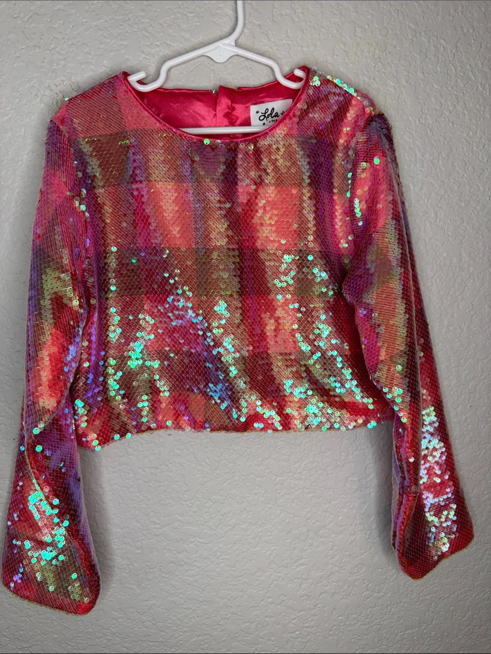 Lola + the Boys As If Iridescent Sequin Skirt Set Pink Girls Sz 8 2 piece pink